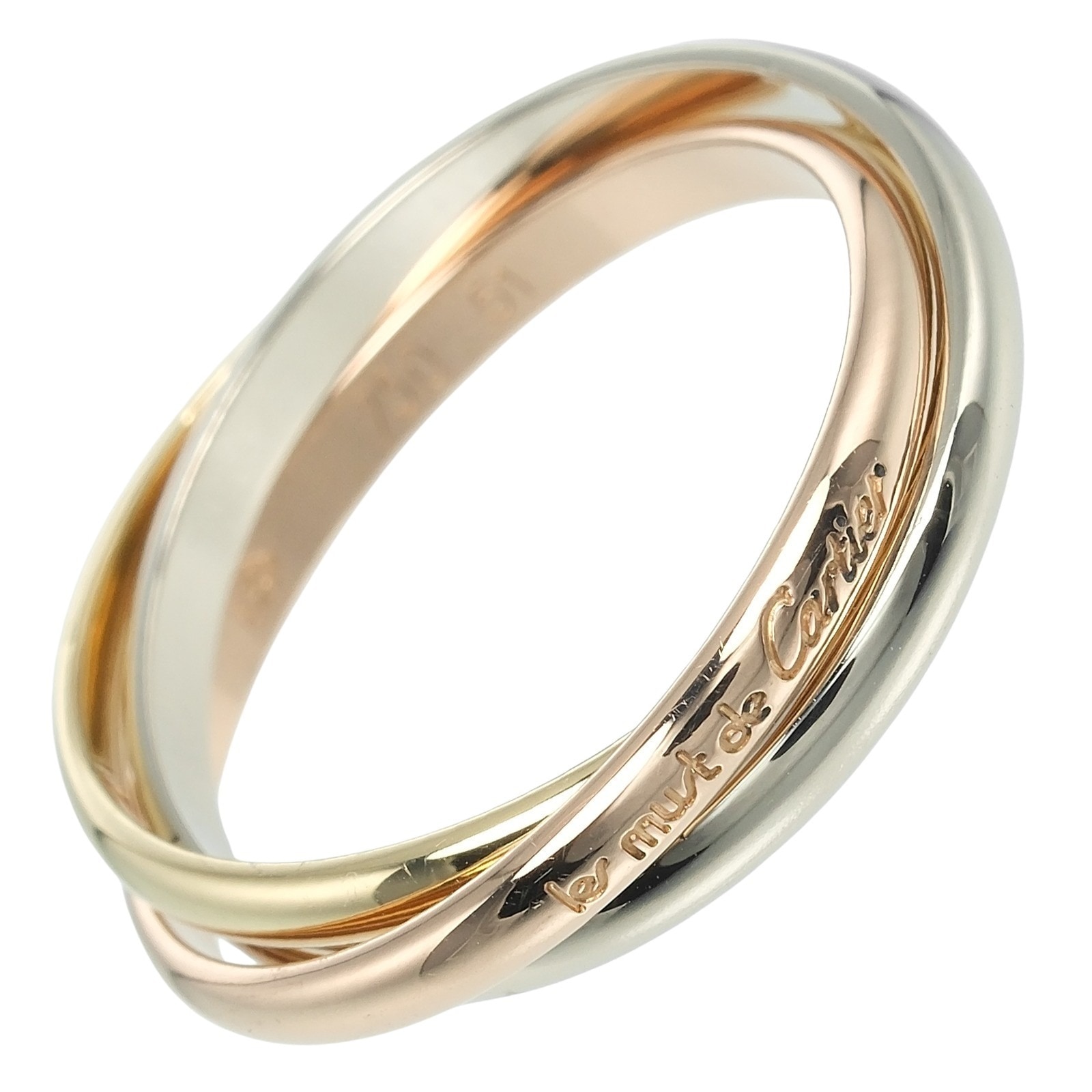 トリニティ XS 1.9mmバンド リング・指輪 K18ゴールド（YG×PG×WG） 10.5号 約3.7g レディース 中古品 Aランク
