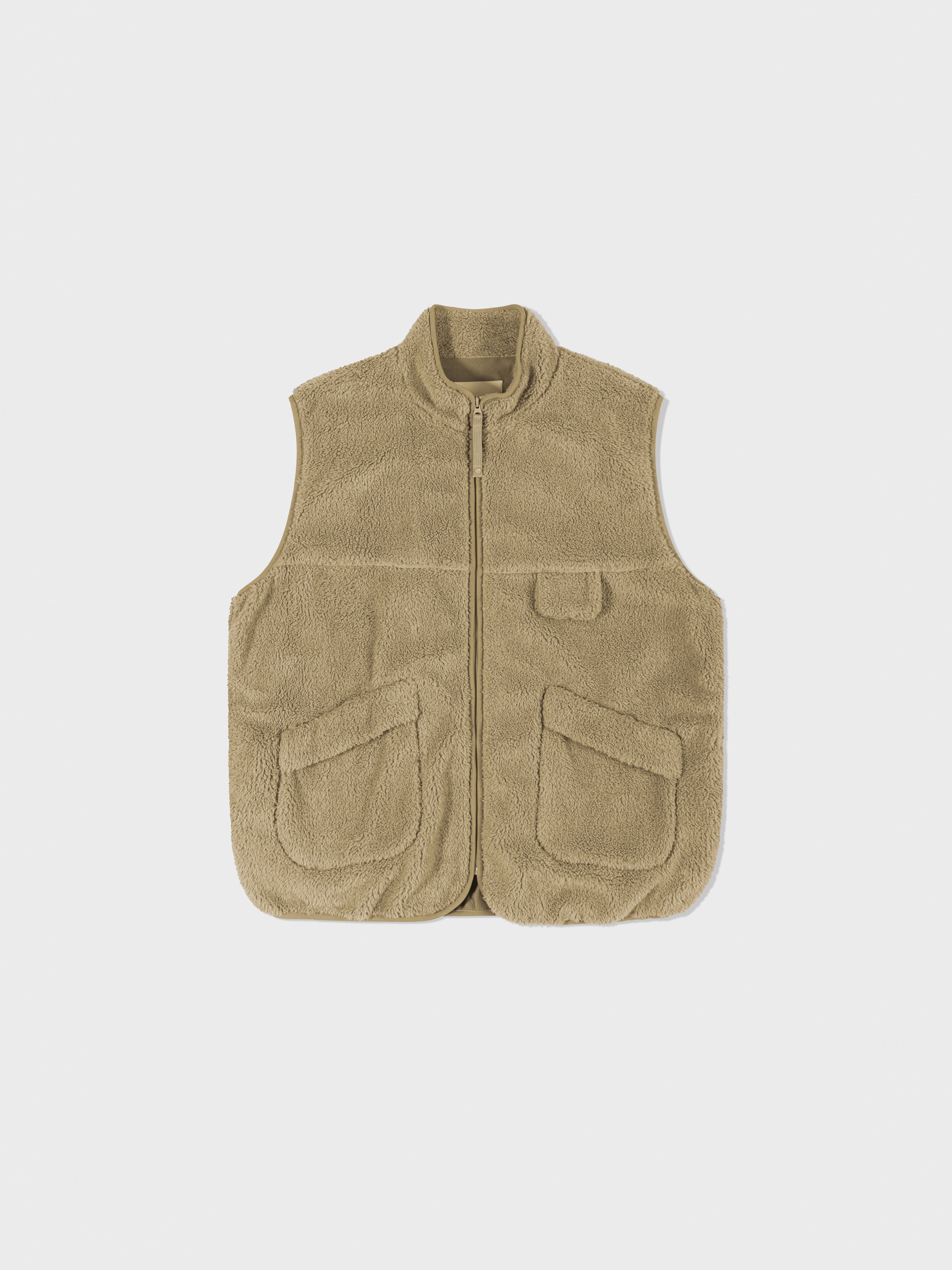 【LOW CLASSIC】 FLEECE ZIP-UP VEST : BEIGE