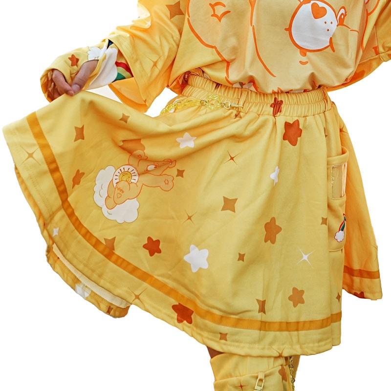 スカート イエロー ミニ丈 原宿 原宿系 ファッション ケアベア コラボ デコラ ポップ 推し活 推し色 jr-cbsk-03 4,959円
