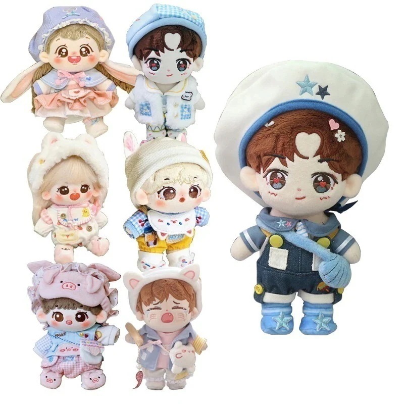 【10点セット】15cm 20cm ミニ洋服 ぬいぐるみ用服 日常服人形韓国ファッションアイドル衣装かわい
