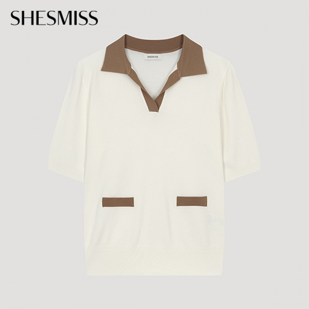 (シールズミス) カラーオープンカラーニット_SSKPOO21100_CR