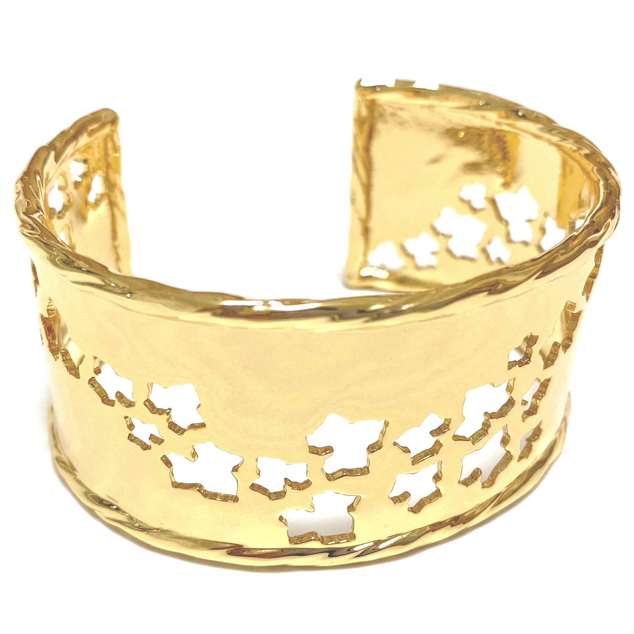 バングルブレスレット ゴールド 透かし葉っぱ アレルギーフリー