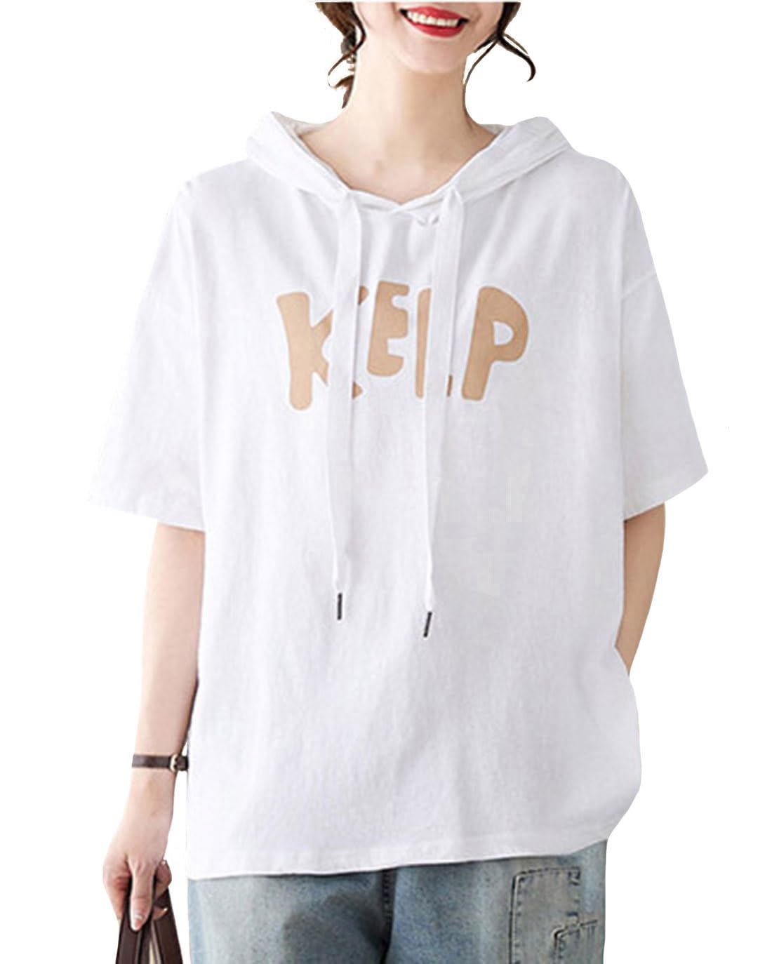 レディース パーカー 半袖 薄手 夏 無地 綿 キレイめ 大きいサイズ