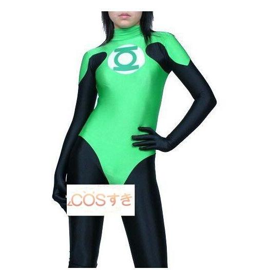 全身タイツ Green Lantern 風 グリーンランタン フードなし 大人用 弾力と伸縮性あり ハロウイン コスチューム コスプレ衣装-586