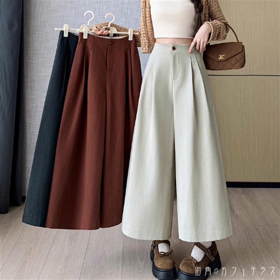 ボトムス ワイドパンツ 3色 フレア Aライン ガウチョ ロング マキシ プリーツ ドレープ 薄手生地 かわいい 大人可愛い 大人女子 綺麗 シンプル カジュアル 大人 上品 おしゃれ お洒落 こなれ