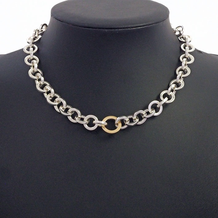 【美品】ティファニー サークルチェーン シルバー925 K18YG 【ネックレス】