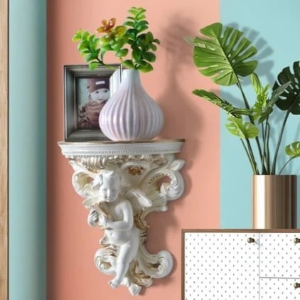 花瓶 フラワーポット 壁掛け おしゃれ ヨーロピアン アンティーク風 結婚式 ウェディング 天使 白 青 ホワイト ブルー インテリア 壁装飾 輸入雑貨 5,566円