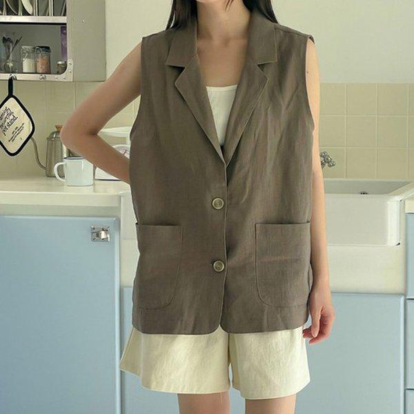 Hスタイル(NB)リネントットベスト 夏 ビッグサイズ 女性 リネンベスト 麻 チョッキ アウター