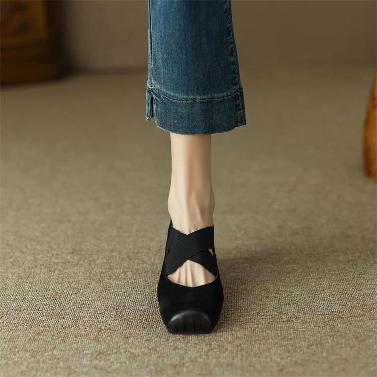激安セール レトロ ミディアム バレエシューズ 交差する 大人気 スクエアトゥ 上品映え メアリージェンシューズ 個性