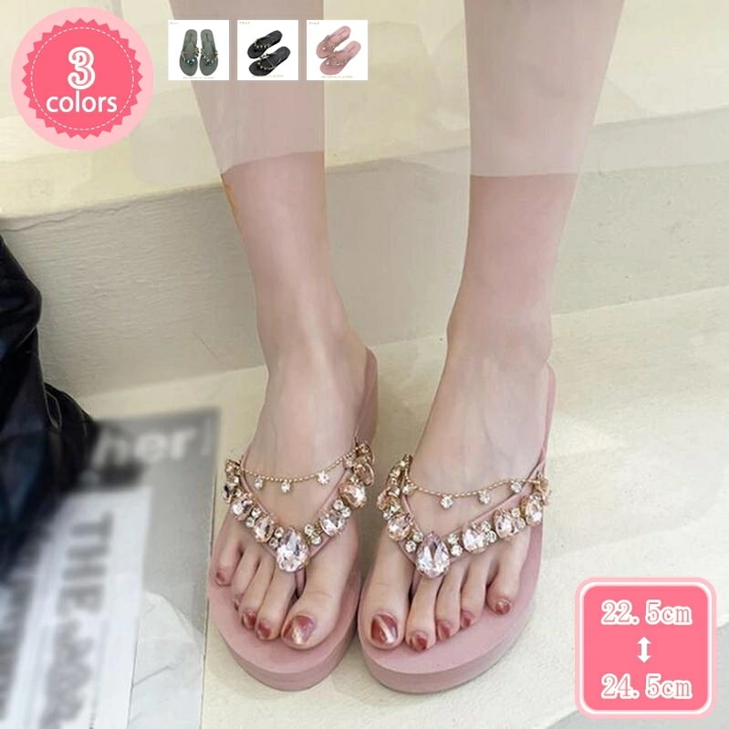 777円OFFクーポン DJIJH ビーチサンダル レディース 厚底 軽量 滑り止め トングサンダル ヒール 厚底サンダル リボン 歩きやすい 痛くない おしゃれ ビーチサンダル 美脚 ウェッジヒール