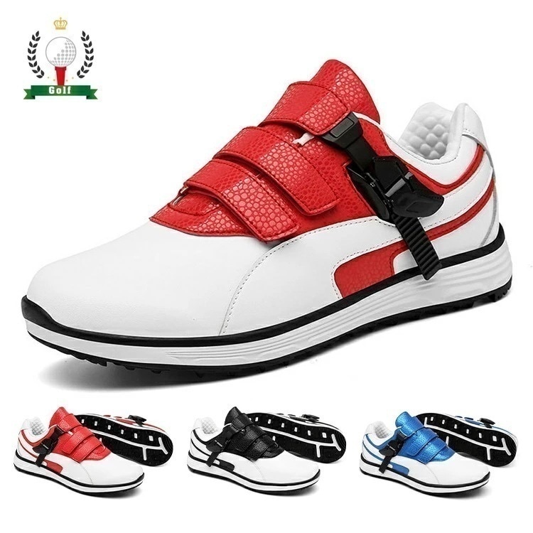 ゴルフシューズ メンズ スパイクレス レッド ブルー ブラック スニーカー 大きいサイズ 4E 幅広い フィット感 シューズ ゴルフ 軽量 動きやすい 防水性 耐久性 練習場 スパイク付き ビジネ