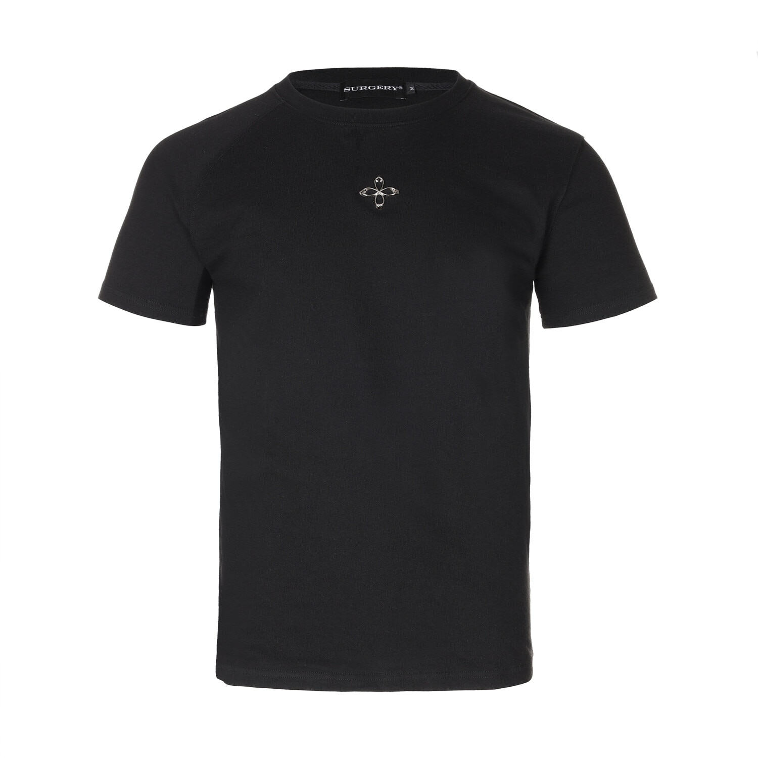 【SURGERY】unbalance l clover logo slim T-shirts 'black' SURGERY】 SURGERY UNBALANCE METAL CLOVER LOGO SLIM T-SHIRTS