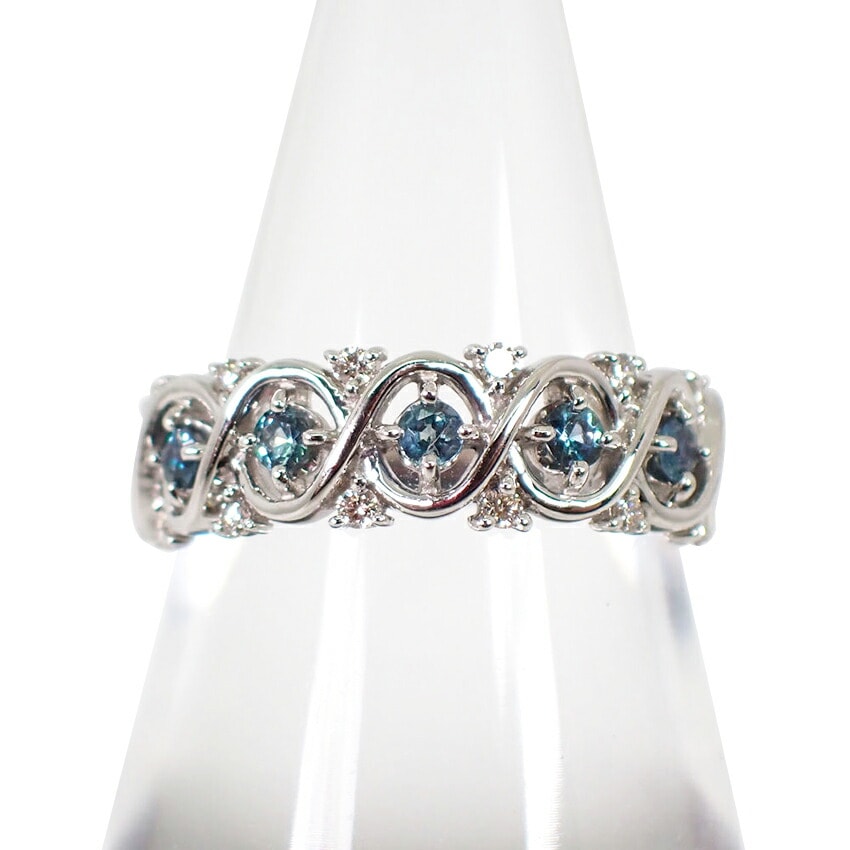 【中古】Pt900 アレキサンドライト/ダイヤ リング 11号[g375-56］