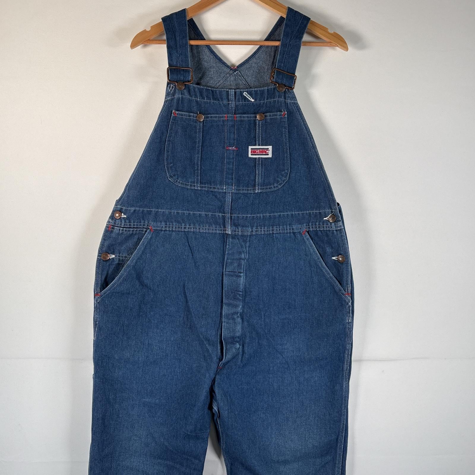 古着 80s/80年代 ヴィンテージ ビッグマック BIG MAC オーバーオール デニム ワーク ワンポイントロゴ ペインター 大きいサイズ ブルー系 メンズ