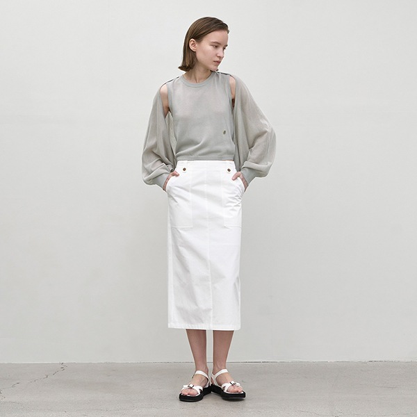 (SK-4930)ESSENTIAL SQUARE MIDI SKIRT