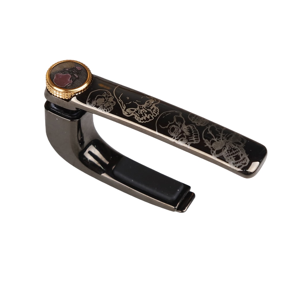 Jstaffシリーズ ギターカポタスト ワンタッチ式 軽量型メタルカポタスト J2S 真鍮製 テーマモデル ブラックゴールドスカル 6,623円