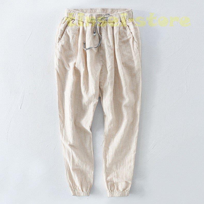 新モデル発売 ジョガーパンツ メンズ 綿麻 ストライプ リネンパンツ 亜麻 イージーパンツ トラックパンツ 夏 ボトムス 利用可能なポイント