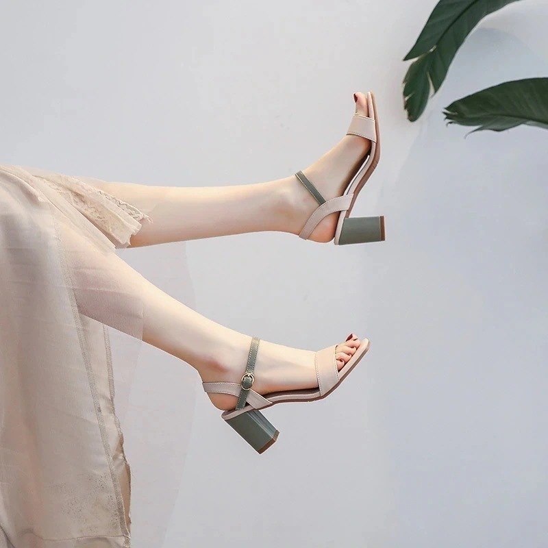 ハイヒール 7cmヒール 25 レディース レザー サンダル チャンキーヒール インソール 美脚 太ヒール スエード ハイヒールミュール