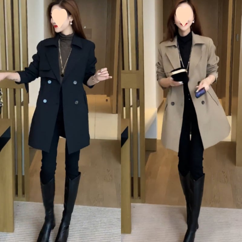 女性用ジャケット 2025 春と秋の新しいスタイルの若いウエストハイエンド韓国スタイルヨーロッパスタイル多用途ミッドレングスウインドブレーカージャケット