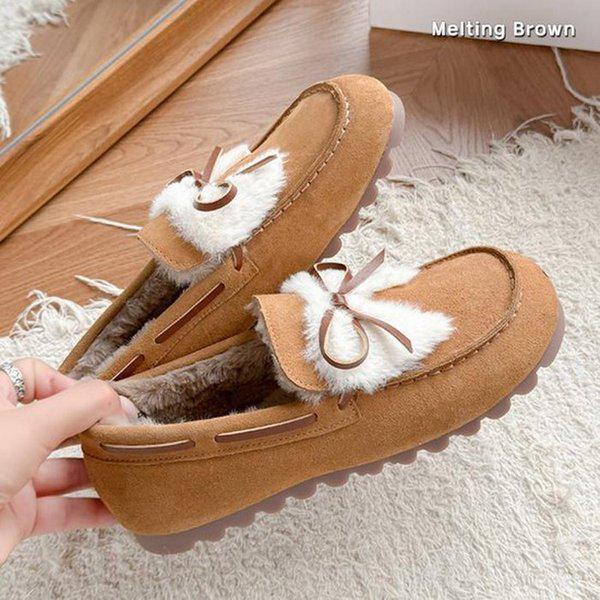女性の冬用スエード裏起毛シューズ ローファー SS88