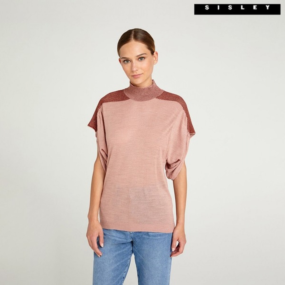 (シスレー) シスレーグリッターカラーショートスリーブニット 1F_1165L2227_BGニット