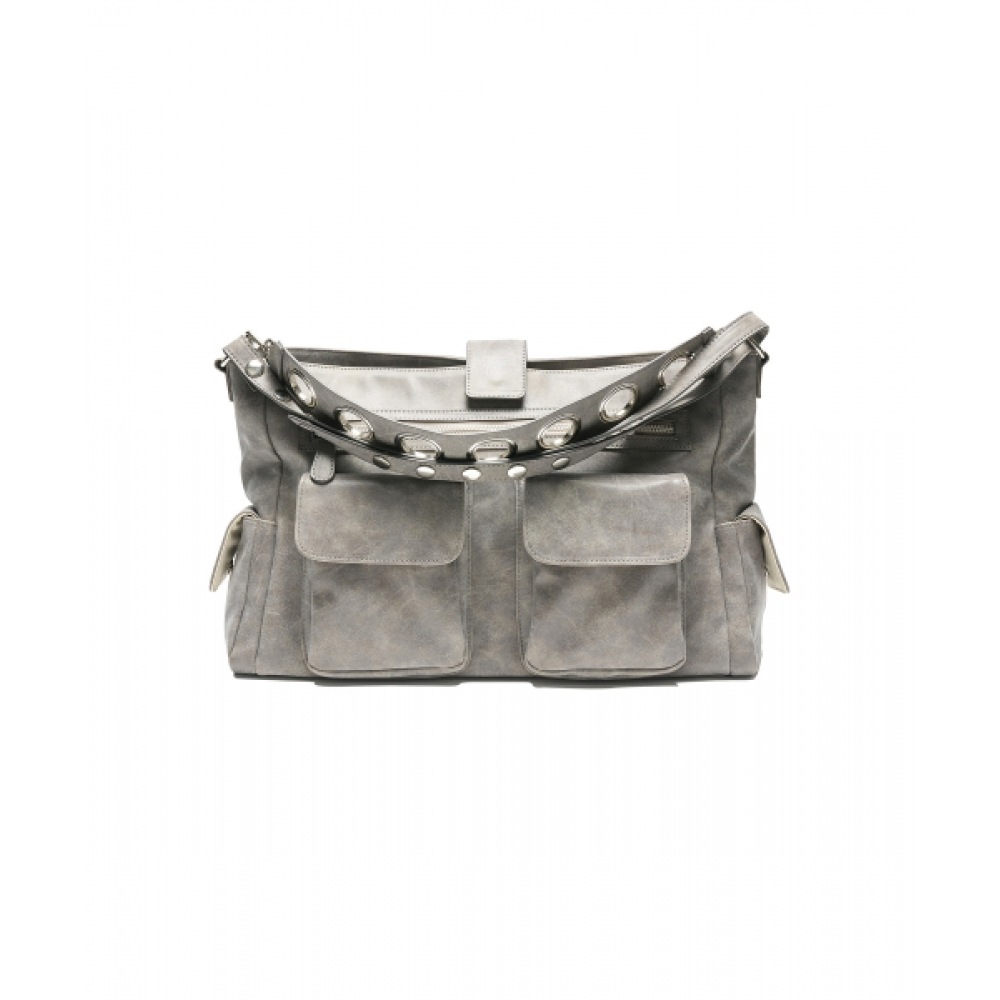 PARTIMENTO 女性用ビンテージポケットバケットバッグ_ブラウン