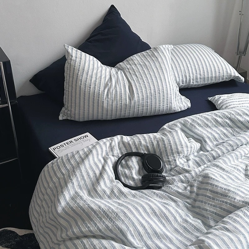 インスノルディックスタイルのジャクアードカラー織りコットンウォッシュコットン4ピースセットソリッドカラーシンプルピュアコットンシートキルトカバー3ピースセット