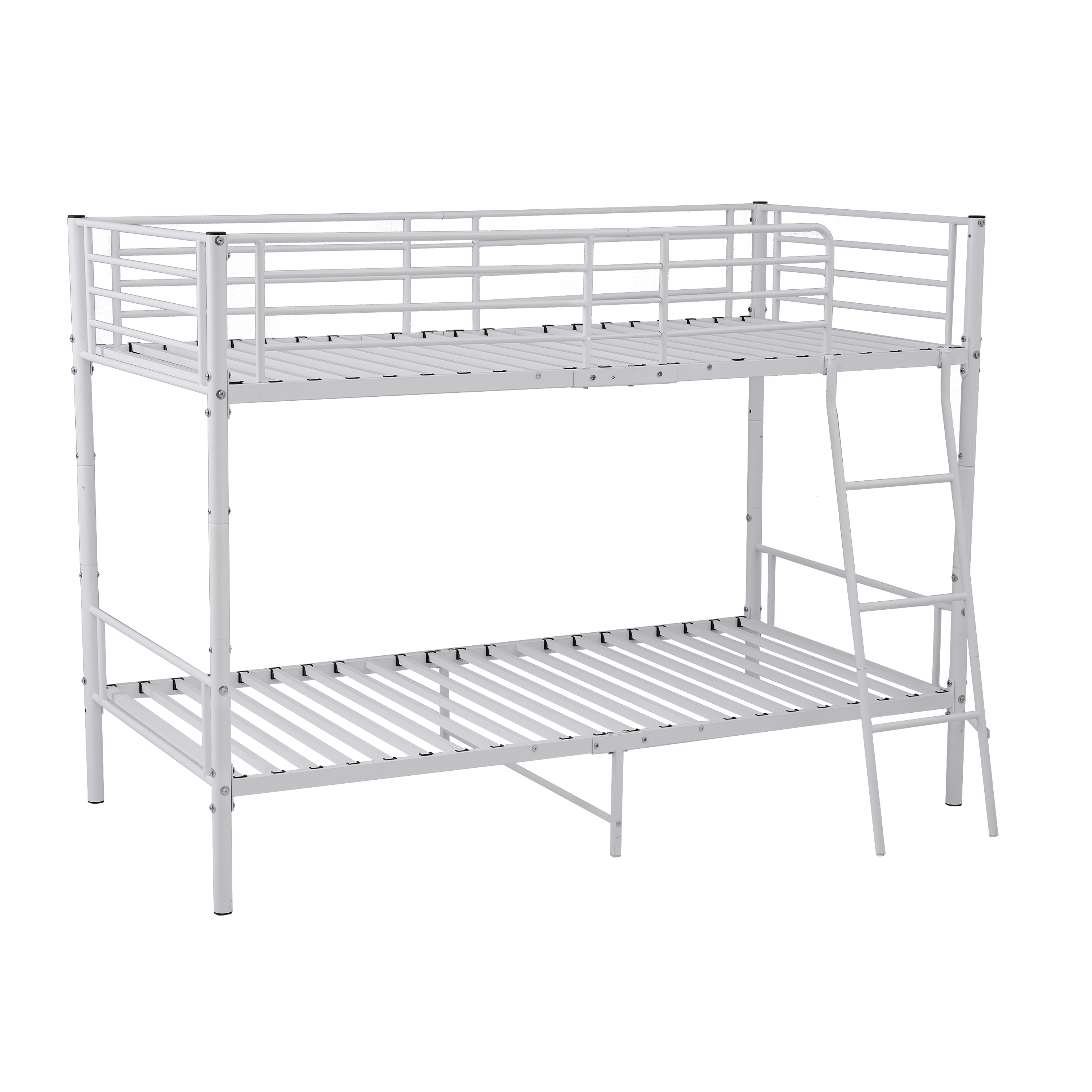 249二段ベッド 欧州安全基準認証獲得済 ロフトベッド シングルベッド パイプ 耐震 頑丈フレーム 大人ベッド 子供部屋 社員寮 学生寮 耐荷重150kg ミドルタイプ 高さ150cm [ホワイト]2