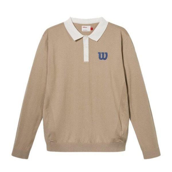 長袖Tシャツ VQA W241001GPL22-BEG 男性用カラー付き長袖セーター