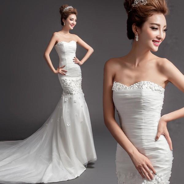 ウェディングドレス マーメイドライン ウエディングドレス 安い 花嫁 披露宴 マーメイドドレス ロングドレス 二次会 ブライダル 結婚式 バックレス 大きいサイズ-808