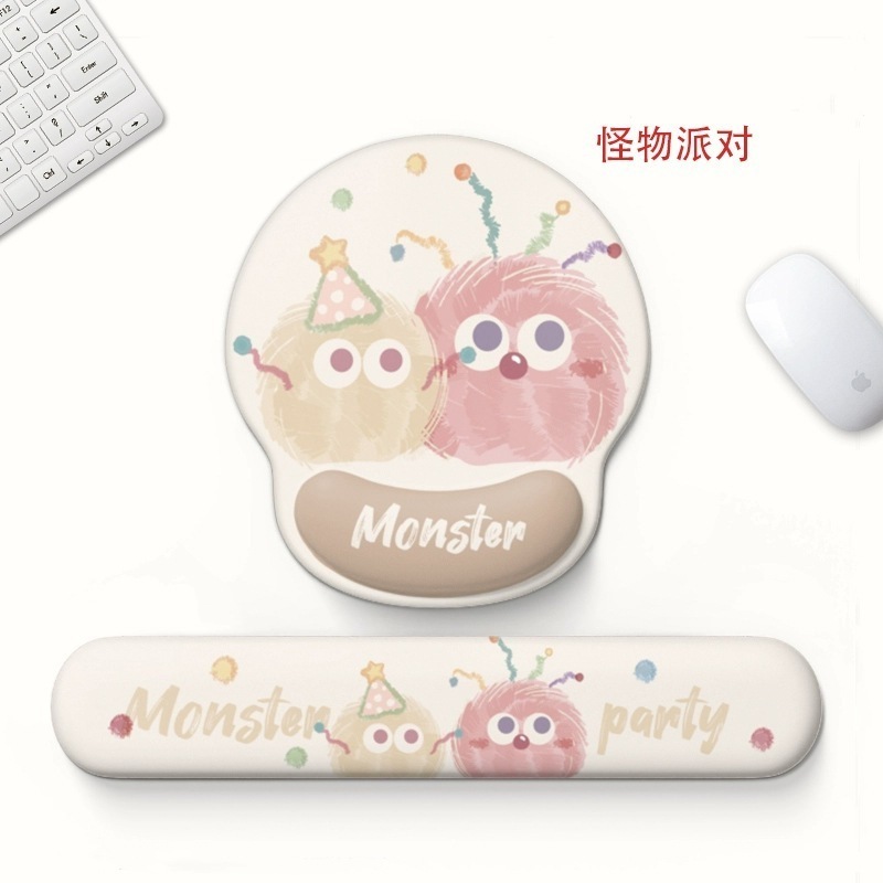 Suya ファーボール手首マウスパッドゴムハンドレストオフィス学習肥厚手首パッドゲームキーボードマウスソフトパッド