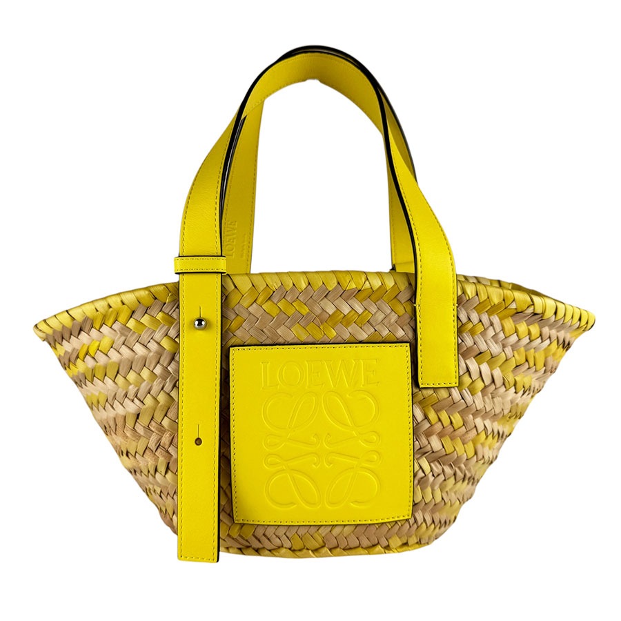ロエベ LOEWE ハンドバッグ バスケットバッグ スモール ストロー/レザー イエロー/ベージュ シルバー レディース z10095