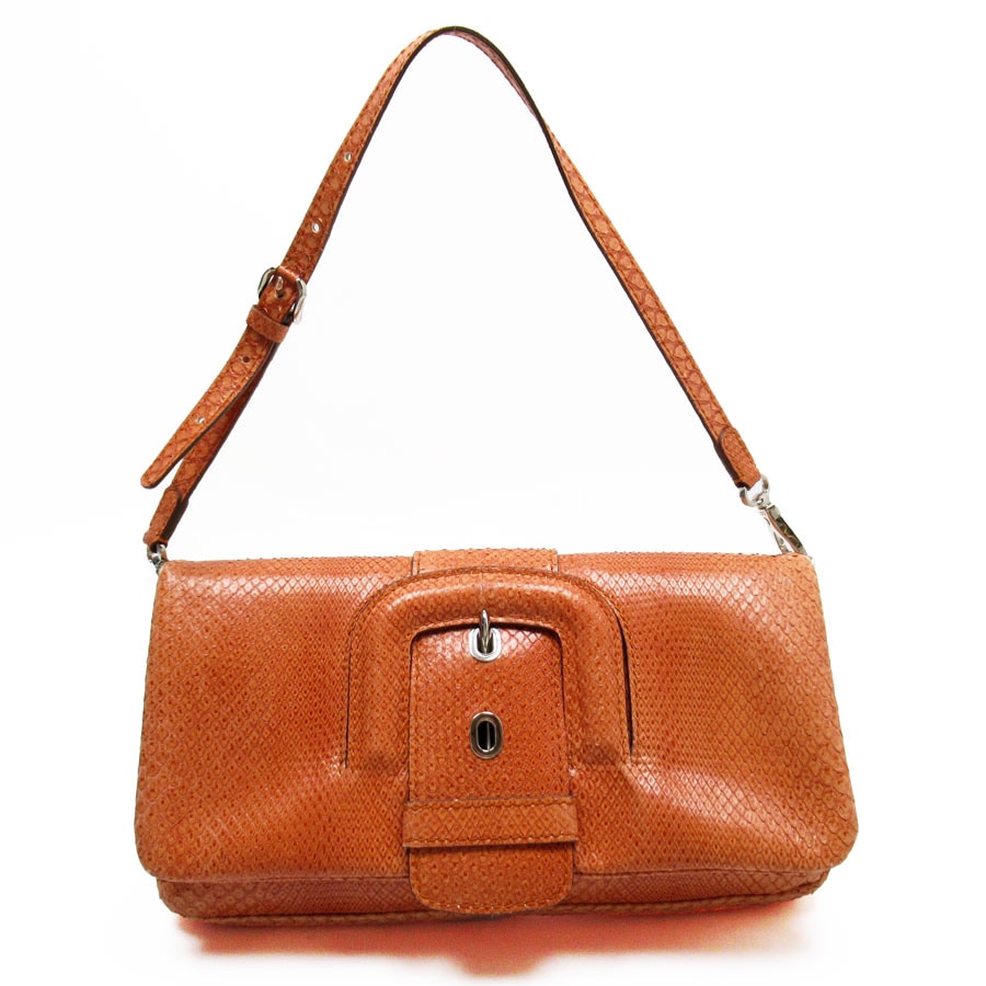 トッズ TOD’S ショルダーバッグ パイソン オレンジ レディース t19238a