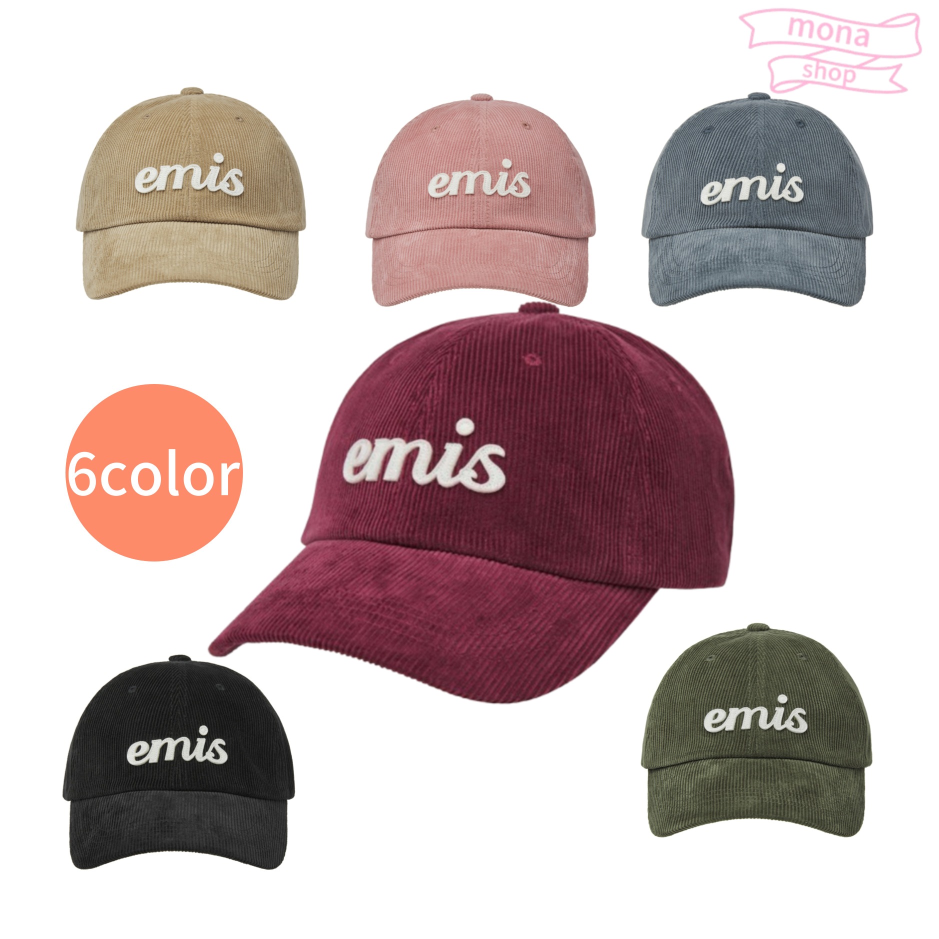 APPLIQUE CORDUROY BALL CAP (6COLOR) EMISコーデュロイキャップ 【正規品】