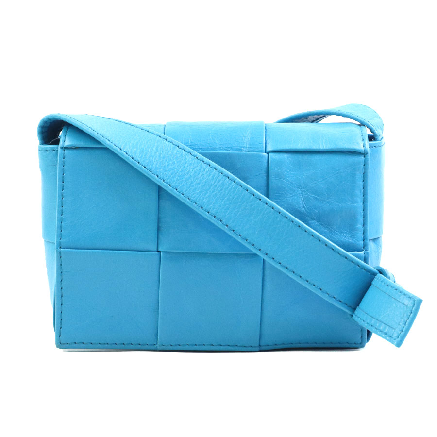 ボッテガヴェネタ BOTTEGAVENETA 斜め掛けショルダーバッグ キャンディ カセット レザー ブルー レディース e61902a