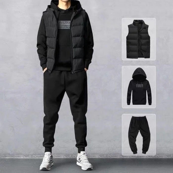 ジャージ メンズ セットアップ 上下セット パーカー スウェットパンツ 中綿ベスト 3点セット 大き
