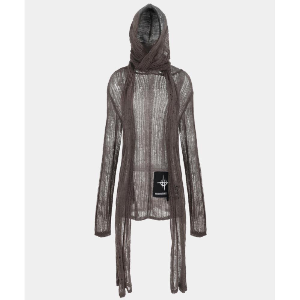 BADBLOOD Ripstop Knit Hooded Sweater Khaki Unisex w-knt2