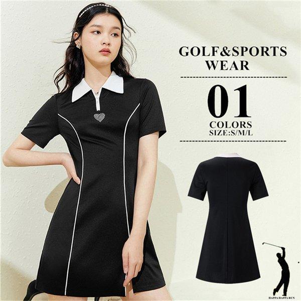 本日限定 2枚購入で150円OFF ゴルフウェア ポロワンピース レディース 大きいサイズ 夏 40代 50代 オーバーサイズ プリーツ ゴルフウェア テニスウェア 運動着 半袖 新品追加 送料無料