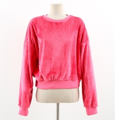 Women FUR man-to-man Top - pink