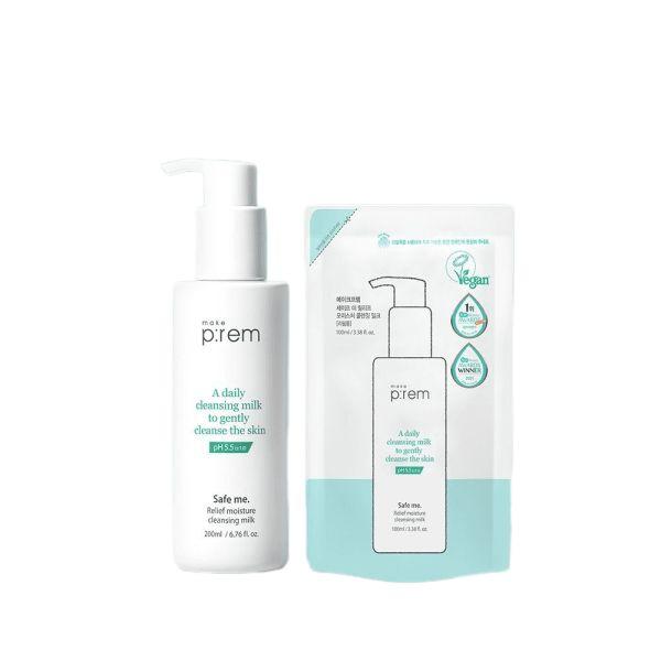 1+1 セーフミーリリーフ モイスチャー クレンジングミルク 200ml + 200ml (+詰め替えパック 100ml)