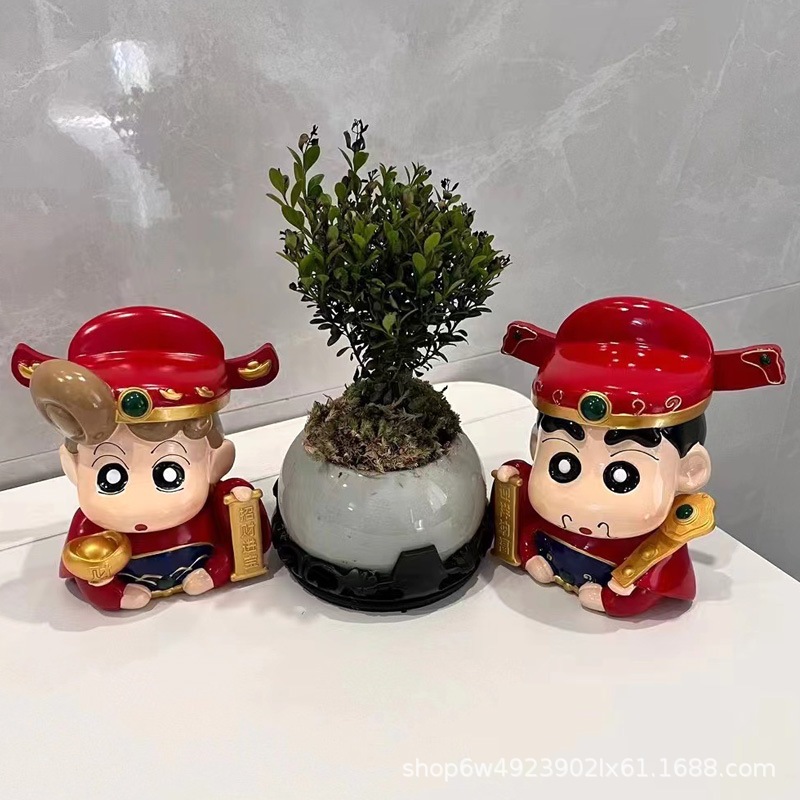 国潮財神クレヨンしんちゃん財神わさびフィギュアオフィスインテリアアニメフィギュア置物女