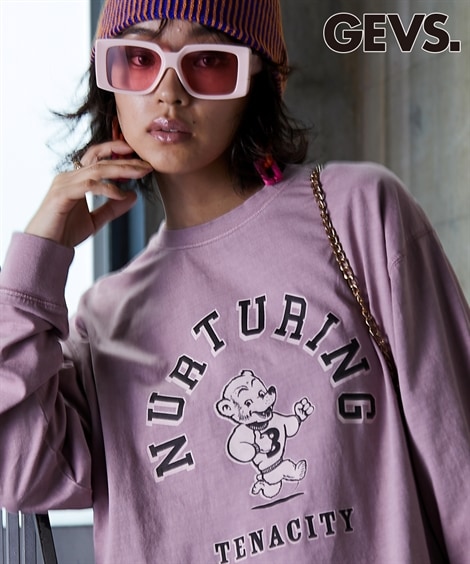 Tシャツカットソー 大きいサイズ 綿100％ピグメント染ロングスリーブTシャツ GEVS.