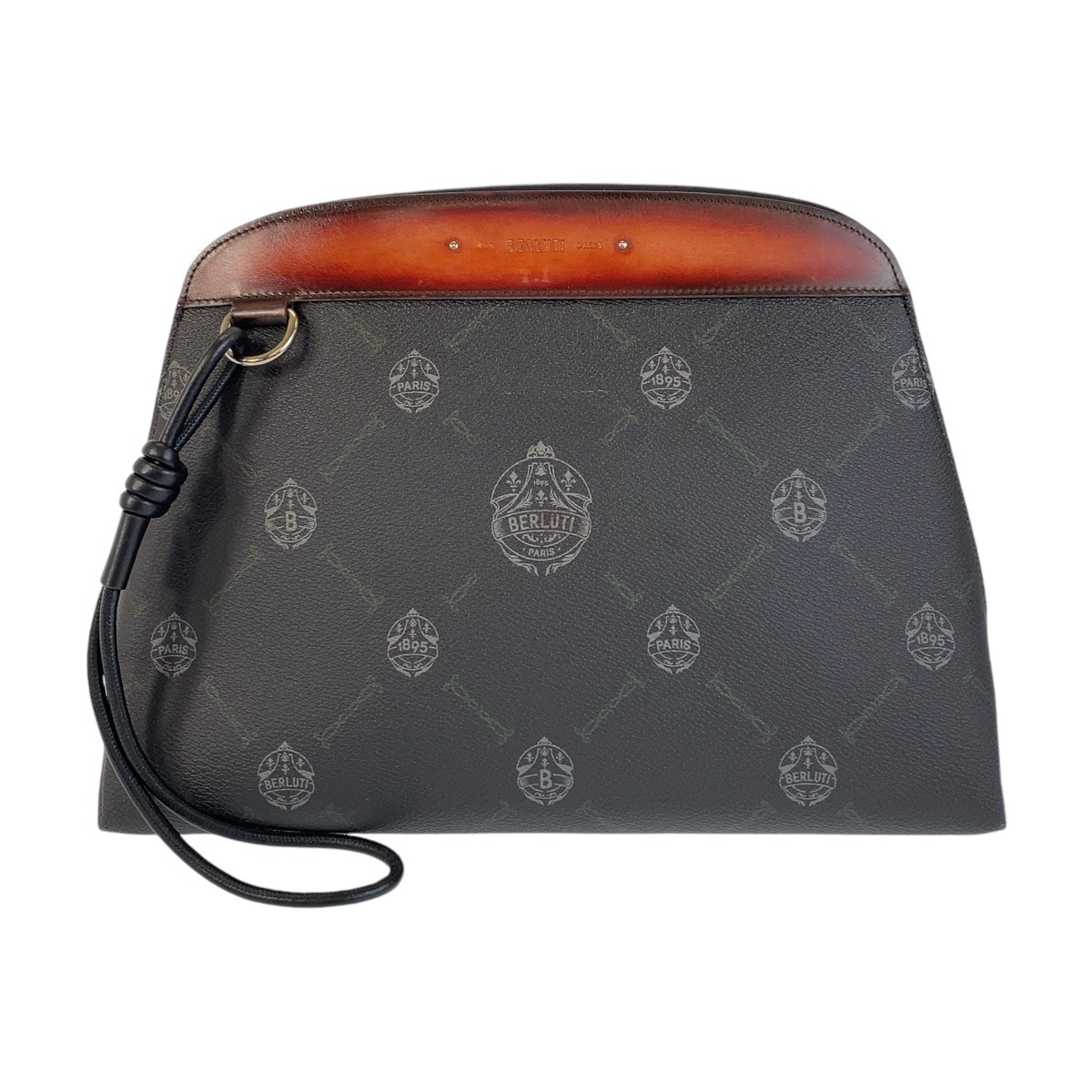 美品 エスカパード ブラック 黒 シルバー金具 PVC クラッチバッグ セカンドバッグ メンズ 504556