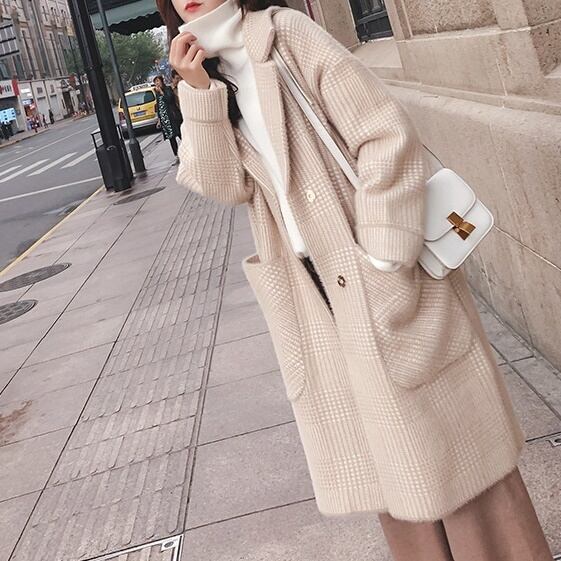 レディース ジャケット 上着 羽織り コート アウター チェスターコート ミドル丈 千鳥格子 Vネック