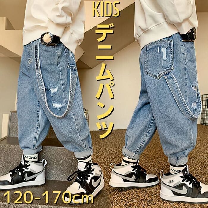 新しい デニム パンツ キッズ 男の子 小学生 通学 ジーンズ 長ズボン ロングパンツ カジュアル ヒップホップ ボトムス 韓国 14518