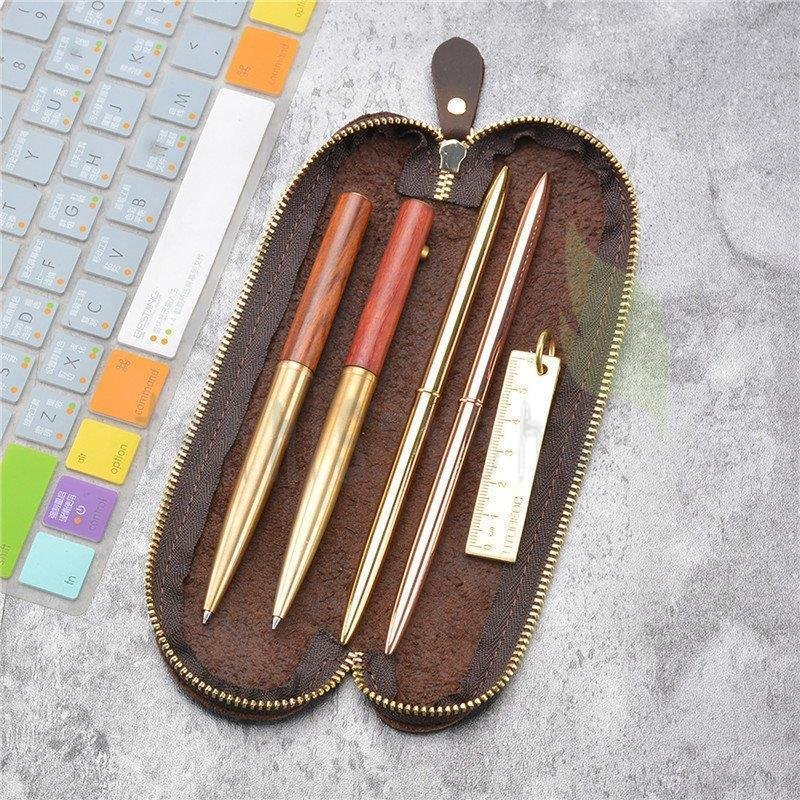 韓国S型本革ペンケース 6-7 本筆収納可能 7色可選択 携帯便利 男女兼用 薄型 スリム 筆記用具