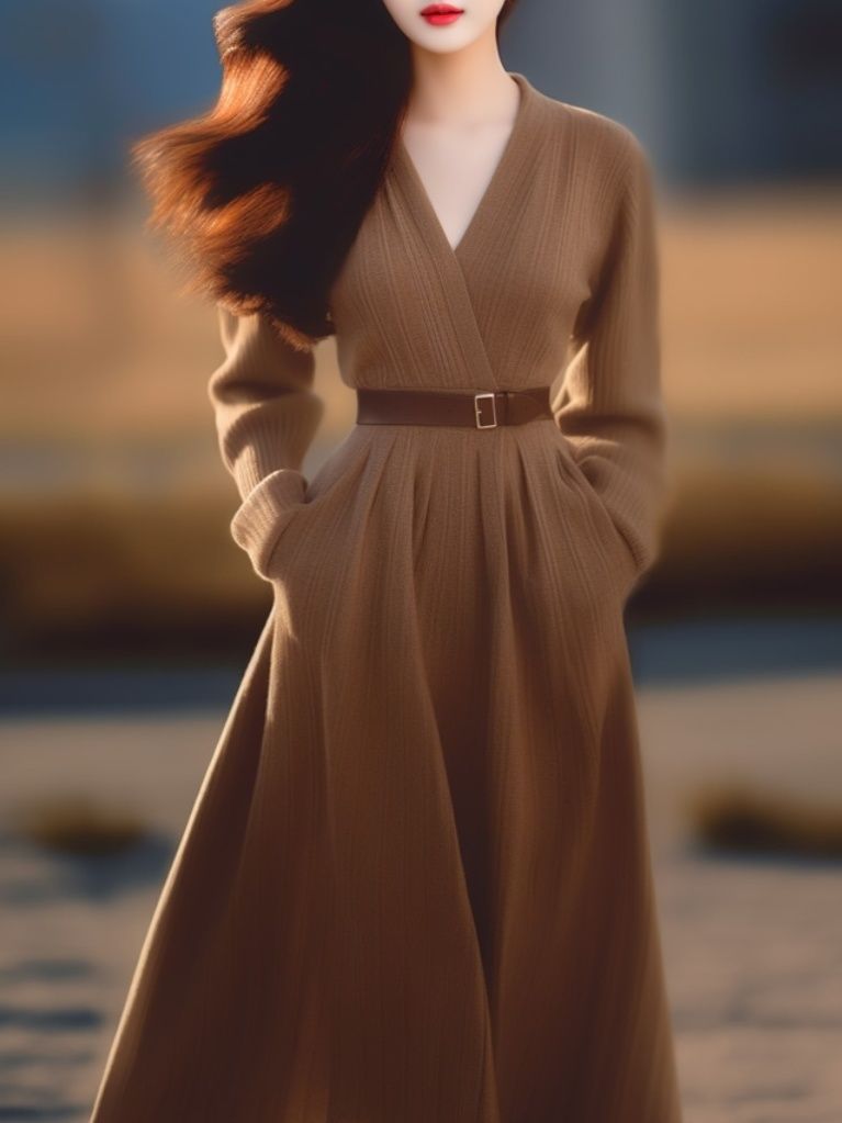 おしゃれでシンプルな長袖ニットインナードレス2023秋冬気質スリムセーターロングスカート