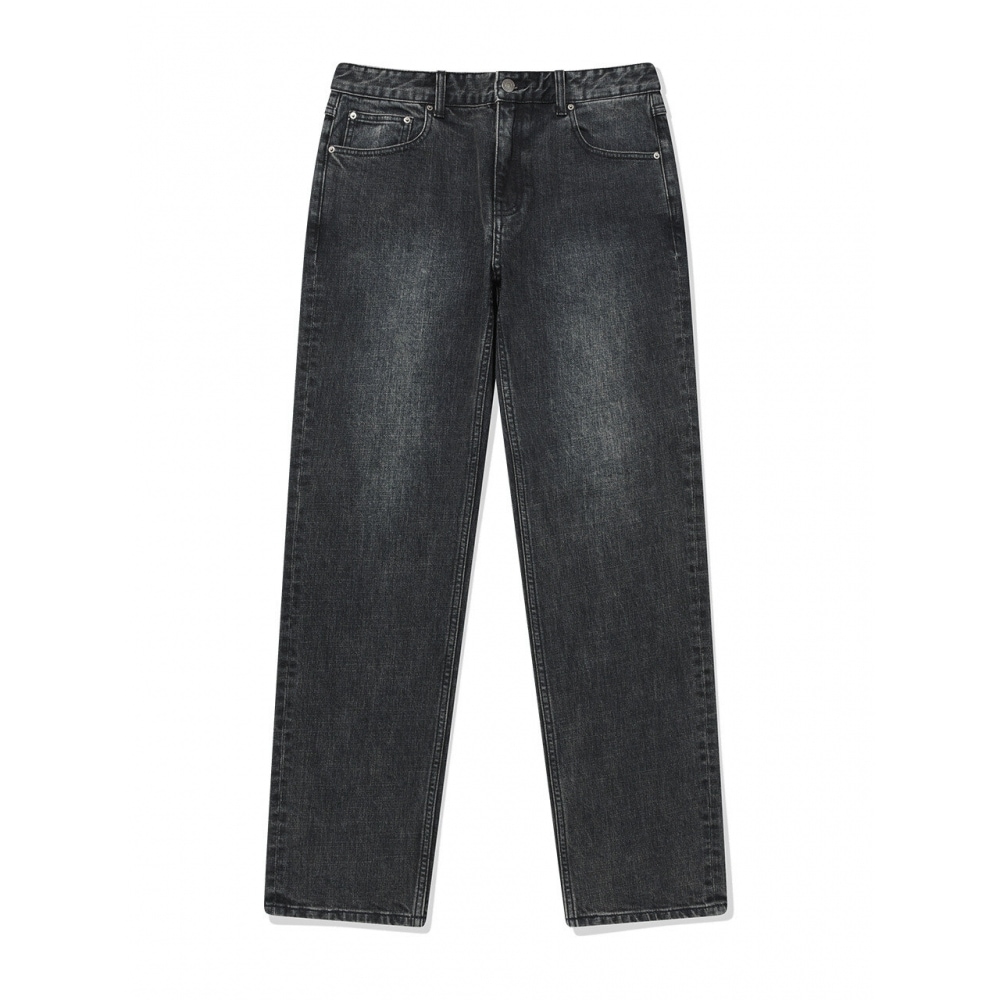 COVERNATデニム起毛スリムストレートパンツブラック