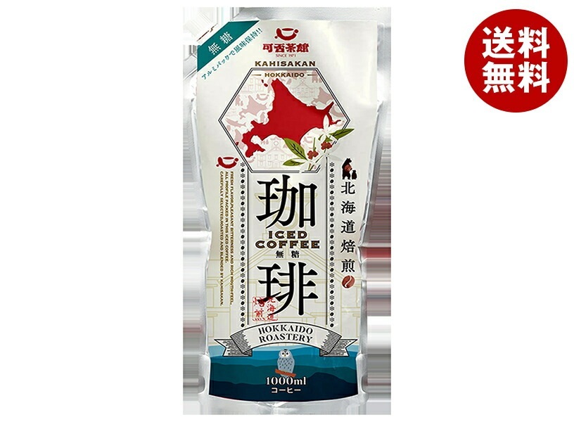 キャラバンコーヒー 可否茶館 アイスコーヒー パウチタイプ 無糖 1L×6本入×(2ケース)