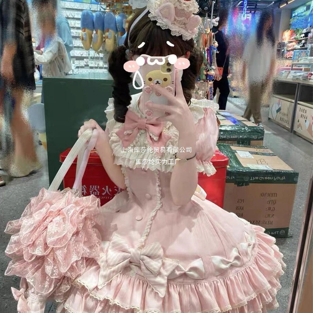甘い少女ロリータ王女ポンポンスカート秋の新スタイルスタイル減齢ウエストワンピース子供